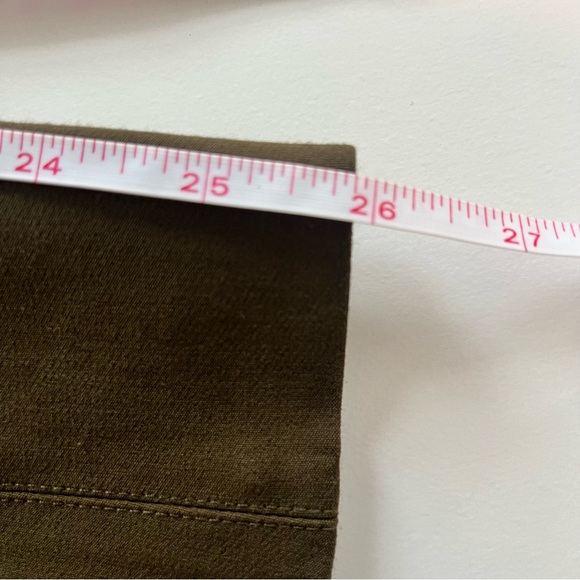 Vince XS Flat Front Stretchy Ankle Cropped Trouser Dress Casual Pant Green Brown - Picture 6 of 10